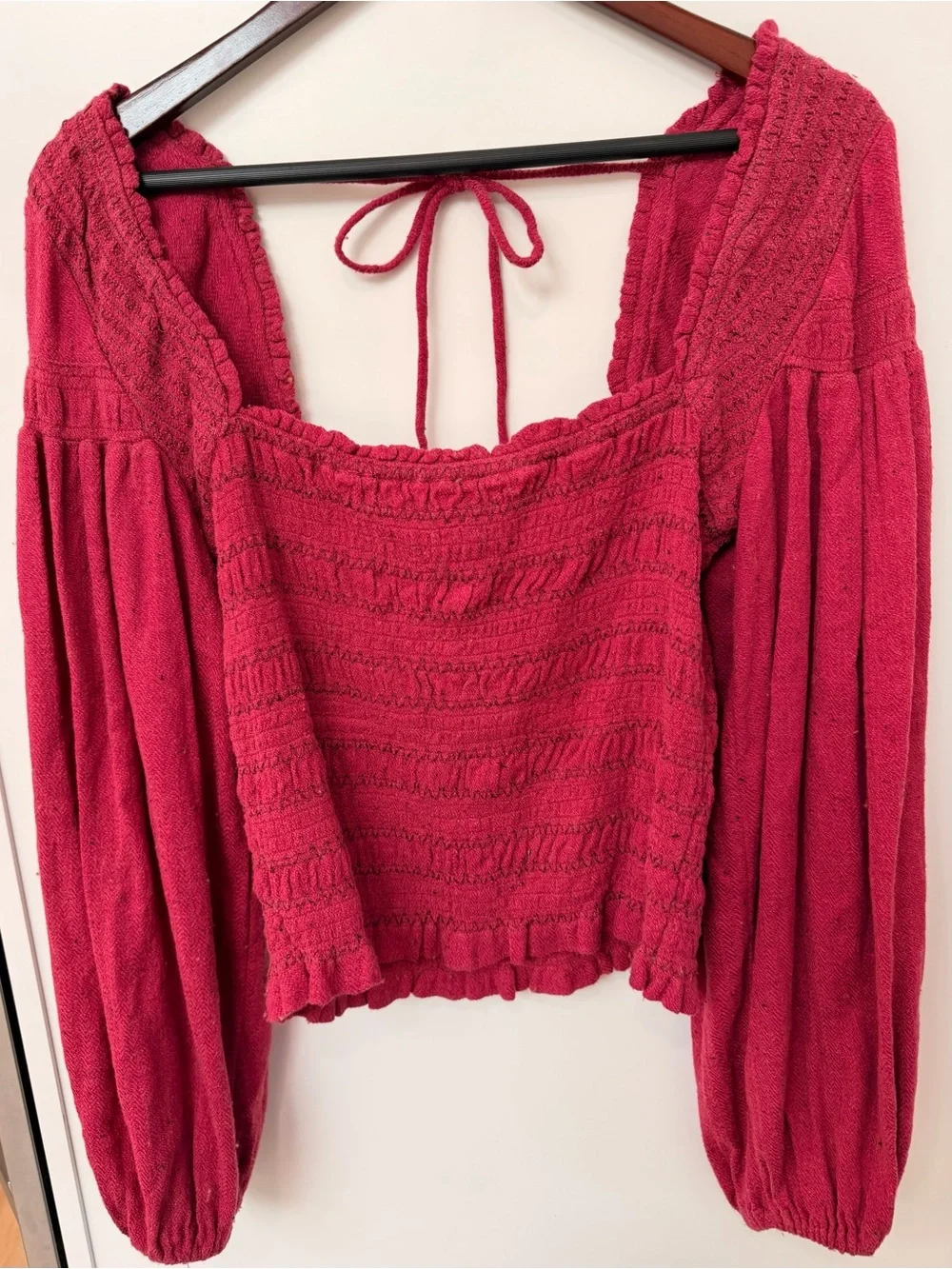 Free People Maggie Embroidered Smocked Square-Neck top. Size medium